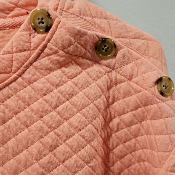 J. Crew Factory Quilted Button Neck Sweatshirt in Coral Medium Comfy Chic - Picture 3 of 10